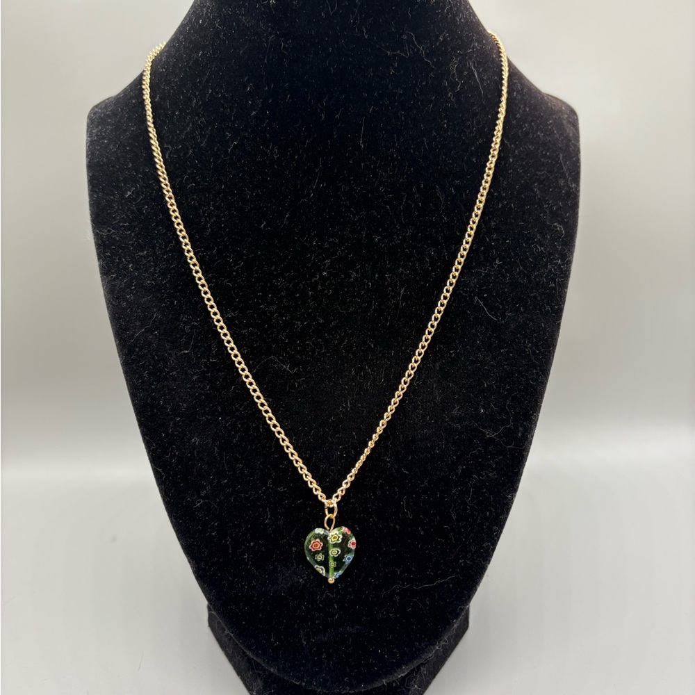 Hand Crafted Green Heart Pendant Necklace